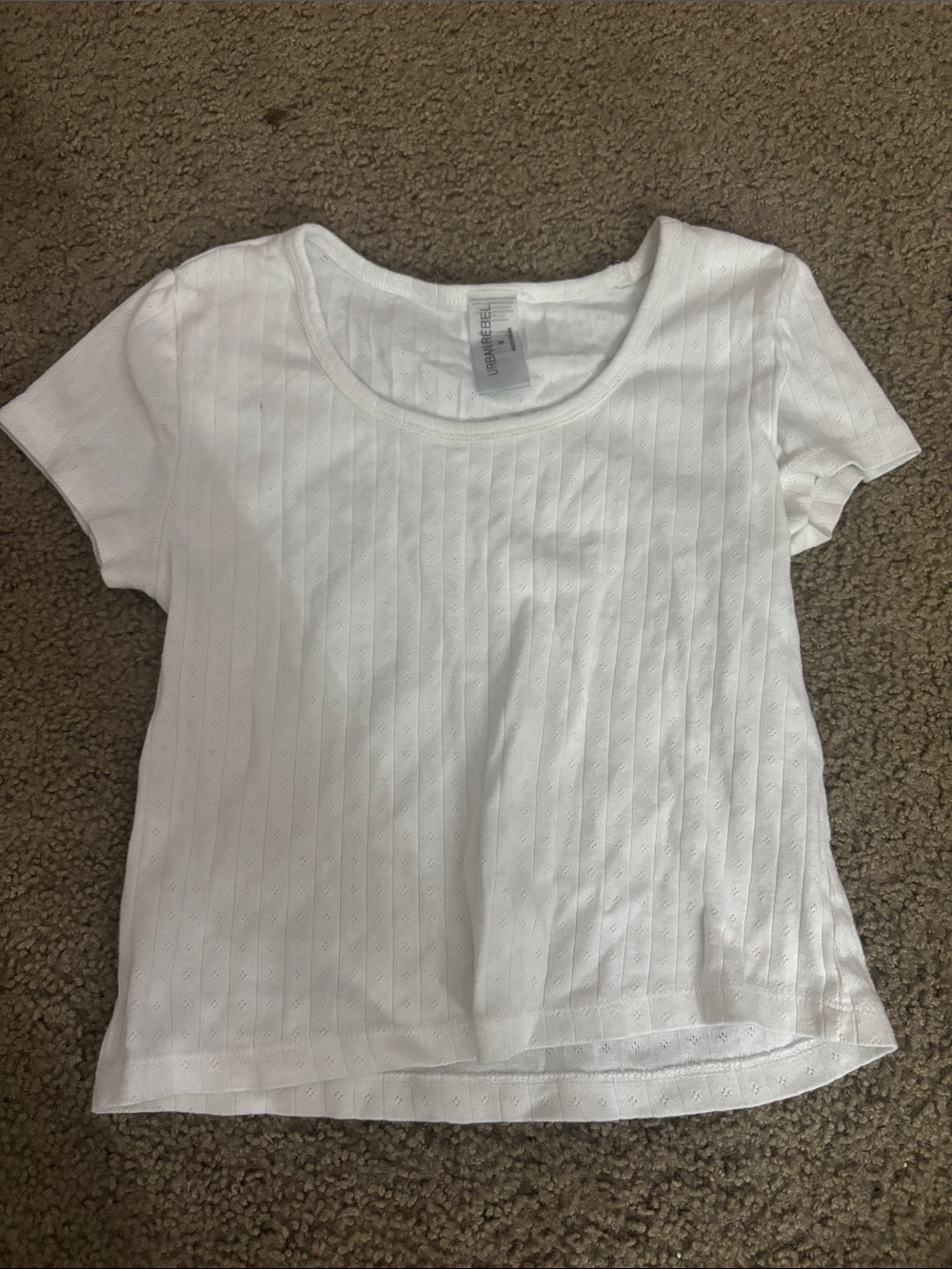 White Short Sleeve Ribbed Tee - Urban Rebel
